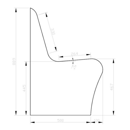 Schablone zum Bau einer Sitzbank mit Lehne aus Qboard Bauplatten: Form B