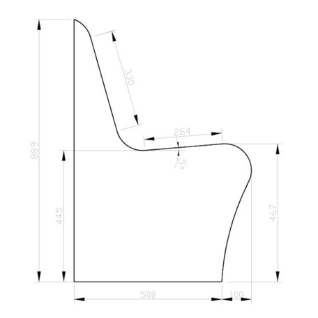 Schablone zum Bau einer Sitzbank mit Lehne aus Qboard Bauplatten: Form B