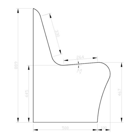 Schablone zum Bau einer Sitzbank mit Lehne aus Qboard Bauplatten: Form B