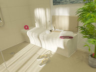 Wellness-bathroom with bench built of Qboard construction boards