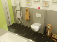 WC-Vorwandelement verkleidet mit Qboard qladd und Fliesen