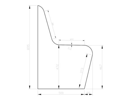 Schablone zum Bau einer Sitzbank mit Lehne aus Qboard Bauplatten: Form F