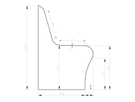 Schablone zum Bau einer Sitzbank mit Lehne aus Qboard Bauplatten: Form E