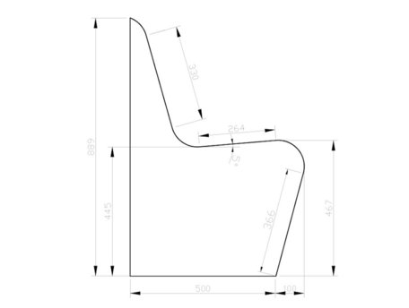 Schablone zum Bau einer Sitzbank mit Lehne aus Qboard Bauplatten: Form A