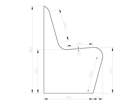 Schablone zum Bau einer Sitzbank mit Lehne aus Qboard Bauplatten: Form A