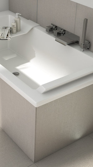 Badewanne verkleidet mit Qboard qladd Bauplatten und Fliesen