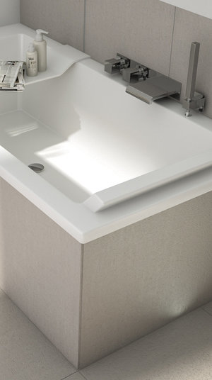 Badewanne verkleidet mit Qboard qladd Bauplatten und Fliesen